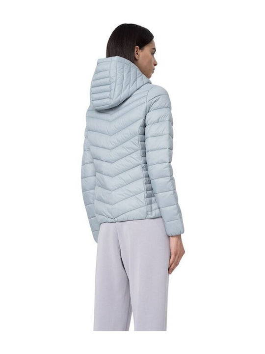 4F Women's Short Puffer Jacket for Winter with Hood Blue SS23T-DJAF095-34S