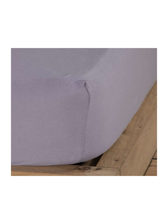 Nef-Nef Homeware Sheet Super-Double with Elastic 160x200+30cm. Jersey 726 Light Gray