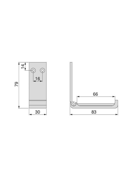 Emuca Metal Wall Hanger Μαύρη 3x8.3x7.9cm 1pc