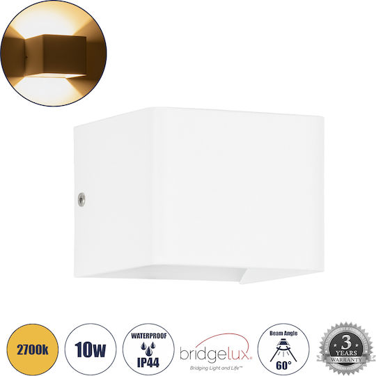 GloboStar Circoa Επιτοίχια Εξωτερική Πλαφονιέρα LED IP44 10W με Θερμό Λευκό Φως Διπλής Δέσμης 10x8x10εκ.