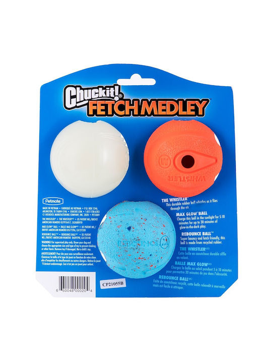 Chuckit Fetch Medley Ball Toy Dog with Sound Medium 3pcs