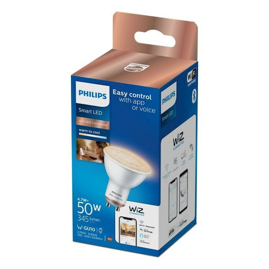 Philips Smart Bulb LED 4.7W for Socket GU10 and Shape PAR16 Adjustable White 345lm Dimmable