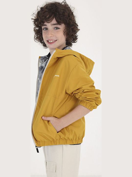 Kids' Casual Jacket Short Windproof Double Sided with Hood Yellow