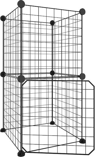 vidaXL Rodent Cage Pet Crate with 8 Panels & Door Black Steel Black 35x35x