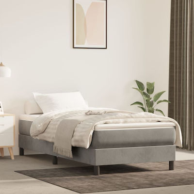 Bed Base Single made of Wood Light Grey 80x200x25cm