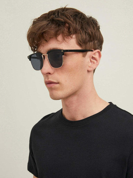 Jack & Jones Ανδρικά Γυαλιά Ηλίου με Χρυσό Σκελετό και Γκρι Φακό 12204473