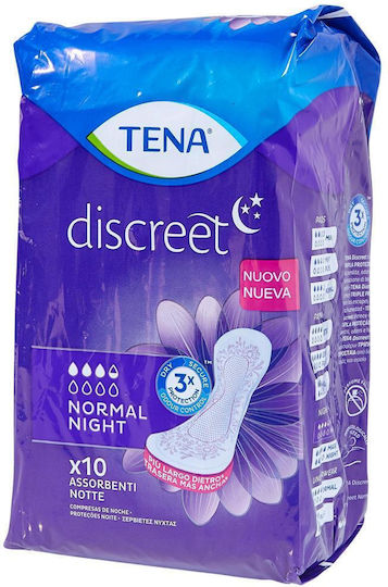 Tena Discreet Normal Night Γυναικείες Σερβιέτες Ακράτειας Κανονικής Ροής 3.5 Σταγόνες 10τμχ