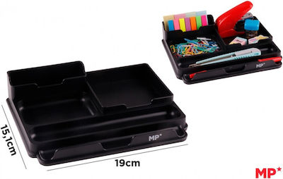 Plastic Desk Organizer in Black Color 19x4x15cm.