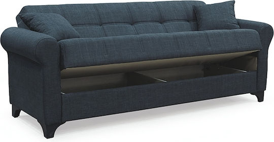 Azur Canapea Cu Trei Locuri Pat Cu Spațiu De Depozitare Negru 210x80x75cm