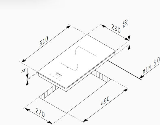 Pyramis PHC31210FMW Domino Κεραμική Εστία Αυτόνομη 29x51εκ. Λευκή