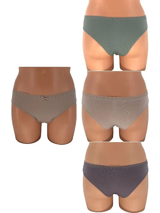 Βαμβακερά Women's Slip 3Pack with Lace Anthracite/Mint/Beige