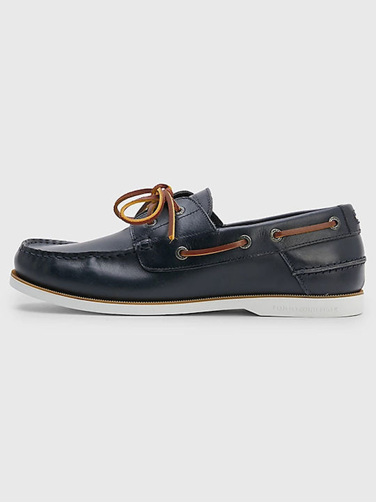 Tommy Hilfiger Men's Leather Boat Shoes Blue FM0FM04506-DW5