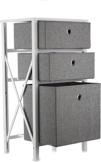 Sertar Mobilier de depozitare din Lemn & Material textil cu 3 Sertare L41xL32xH77buc