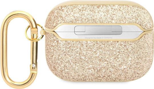 Guess Glitter Flakes Plastic Case with Keychain Gold for Apple AirPods Pro