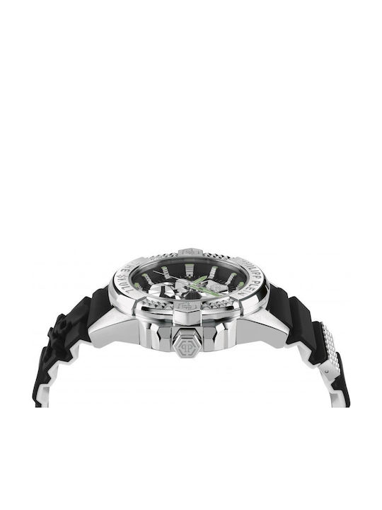 Philipp Plein The Skull Ανδρικό Ρολόι 50mm Μπαταρίας με Μαύρο Καουτσούκ Λουράκι