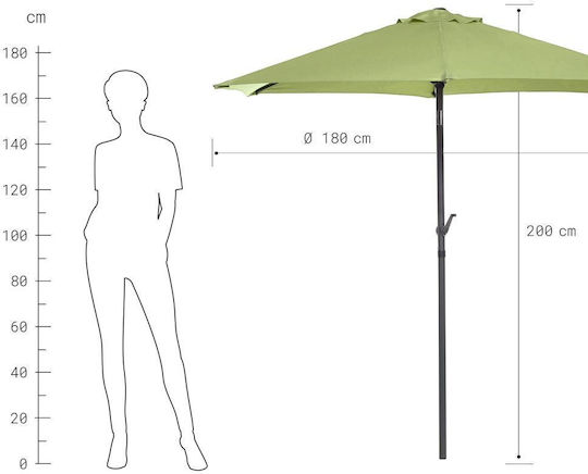 Runde Aluminium-Garten- und Terrassen-Sonnenschirm Siesta Olivgrün Φ1.8m