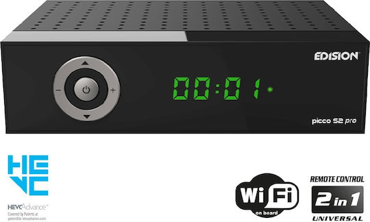 Edision Satellite Decoder Picco S2 Pro 01-07-0028 Full HD (1080p) DVB-S2 with PVR Recording Function and Built-in Wi-Fi in Black Colour