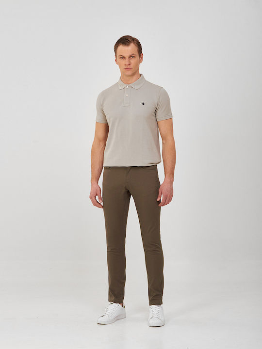 Chinos slim fit trousers B.S Bags Khaki Cotton Monochrome Evening, ALL DAY, CASUAL, BUSINESS