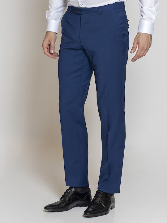 Modern Fit Trousers Don Hering Light Blue Solid Color Business