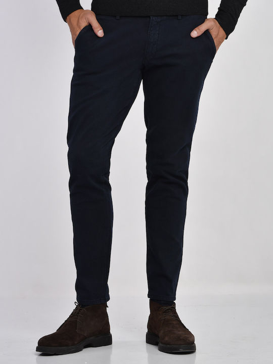 Formal slim fit cotton trousers by Hiltl in Dark Blue, Cotton Monochrome ALL DAY, CASUAL, BUSINESS