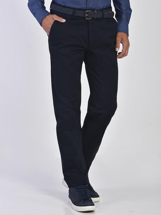 Formal slim fit cotton trousers Mauro Boano Dark Blue SOLID COLOR ALL DAY, CASUAL, BUSINESS