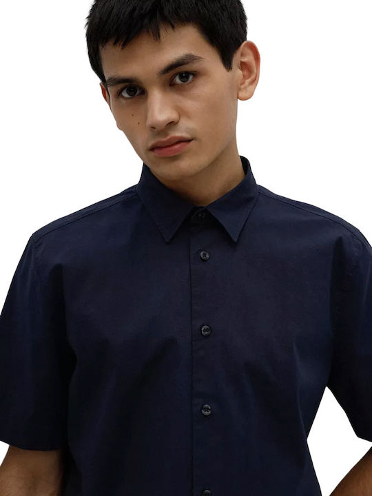 Ebor Short-sleeved Cotton Shirt Blue
