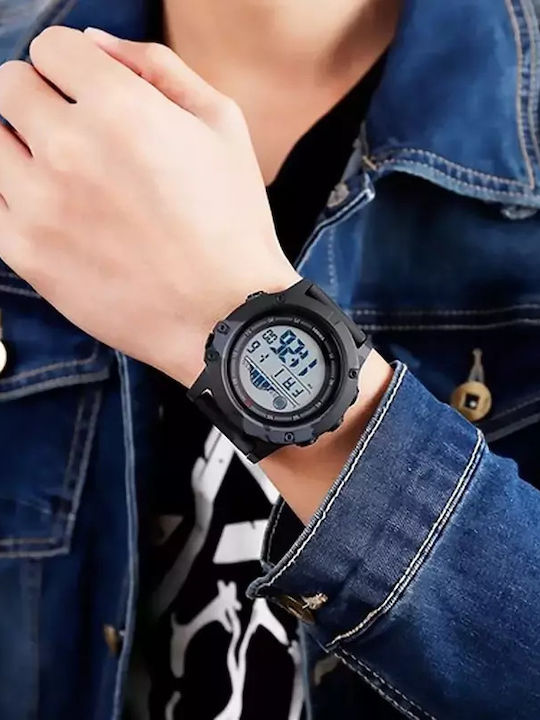 Skmei 1476 Ψηφιακό Ανδρικό Ρολόι 52mm Μπαταρίας με Καουτσούκ Λουράκι Military Black