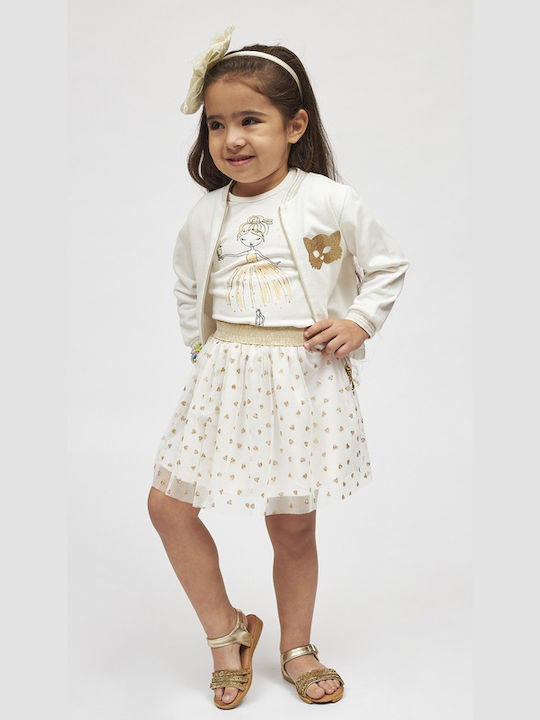 Εβίτα Kids Set with Skirt Winter 3pcs White