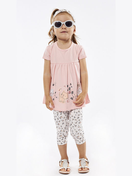 Εβίτα Kids Set with Leggings Summer 2pcs Pink