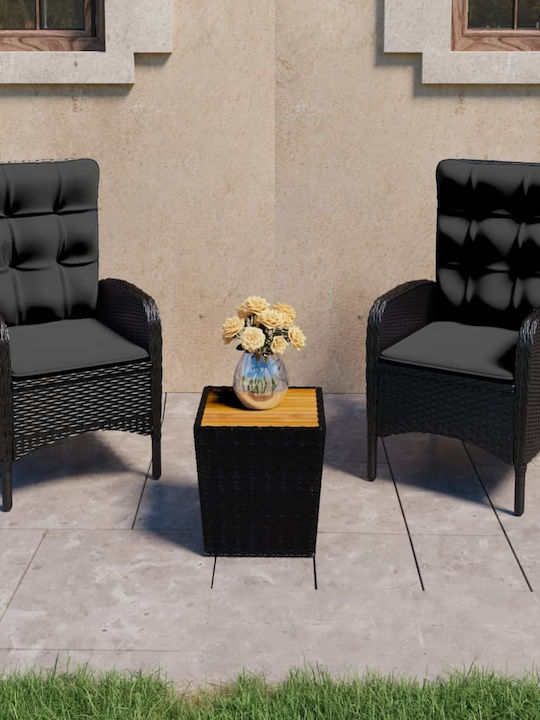 Set Wohnzimmer-Set für kleine Außenbereiche Schwarz mit Kissen 3Stück
