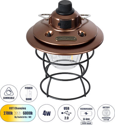 GloboStar Lanternă Lumini LED Reîncărcabilă pentru Camping cu Lanternă 400lm 4W