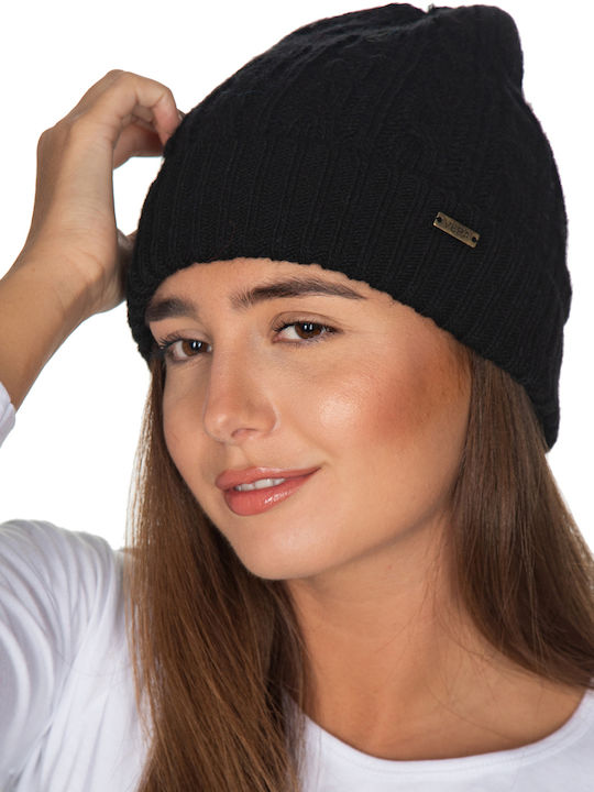 Woolen cap with braids-Black 11186