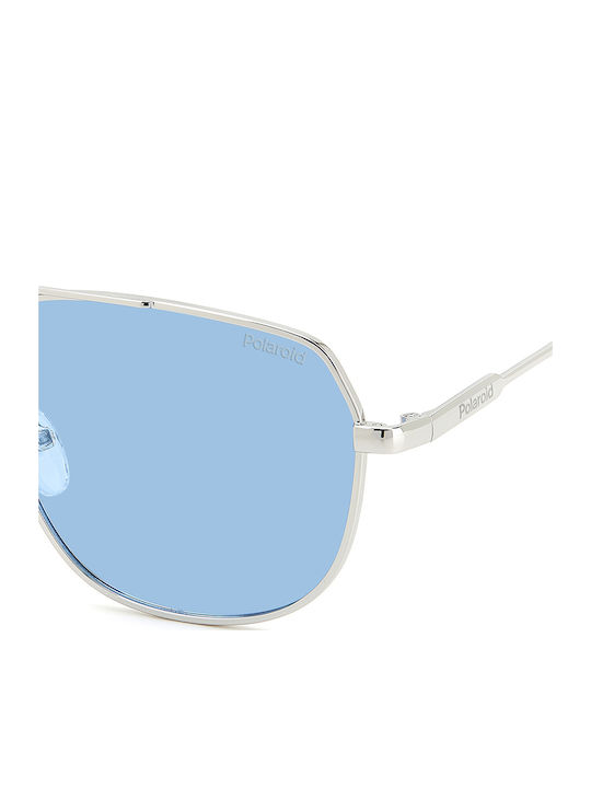 Polaroid Men's Sunglasses with Silver Metal Frame and Light Blue Polarized Lens PLD6195/S/X 010/C3