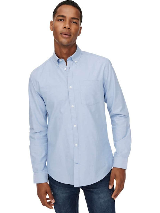 Μακρυμάνικo Πουκάμισο σε Στενή Γραμμή Cashmere Blue