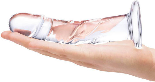 Glas Curbat Dildo din sticlă Cu ventuză Transparent 18cm