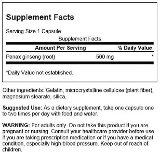 Swanson Korean Ginseng 500mg 100 κάψουλες