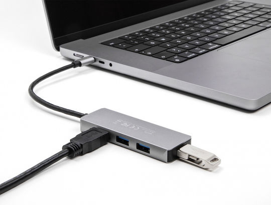 DeLock USB-Hub 4 Anschlüsse USB 3.2 mit USB-C Verbindung Grau
