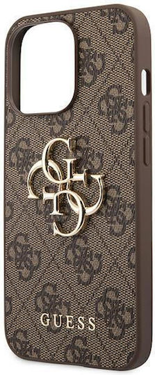 Guess Metal Logo Umschlag Rückseite Kunststoff Braun (iPhone 14 Pro Max)