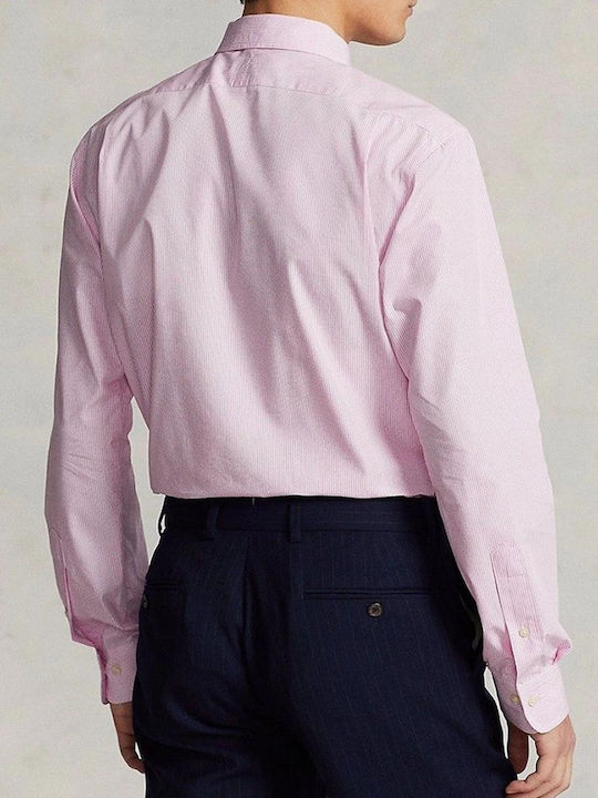 Ralph Lauren Men's Striped Shirt with Long Sleeves Regular Fit Pink