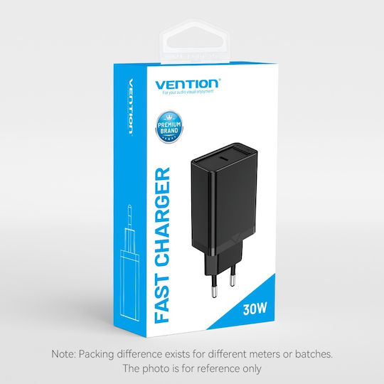 Vention Φορτιστής Χωρίς Καλώδιο με Θύρα USB-C 30W Power Delivery Μαύρος (FAIB0-EU)