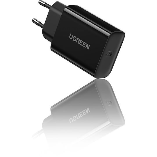 Ugreen Charger Without Cable with USB-C Port 18W Power Delivery Blacks (CD137)
