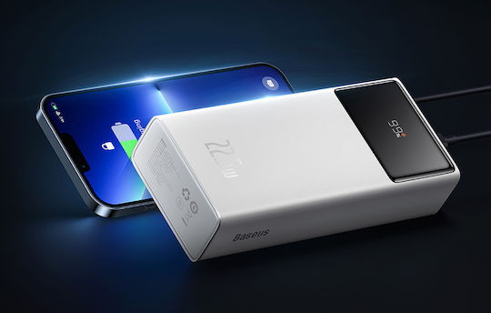 Baseus Star-Lord Power Bank 20000mAh 22.5W с 2 USB-A порта и USB-C порт Бял