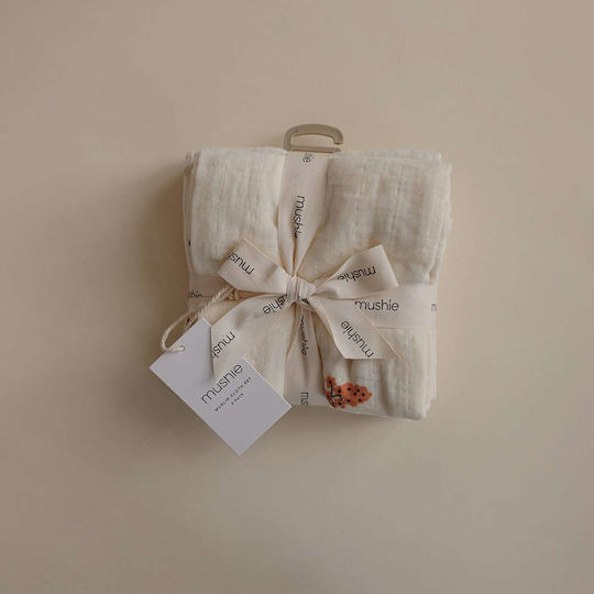 Mushie Muslin Swaddle Wraps Ecru 58.42x59.69cm. 3pcs