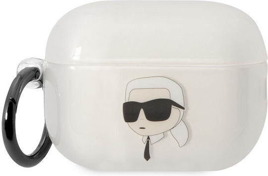 Karl Lagerfeld Karl Head 3D Silicone Case with Keychain Transparent for Apple AirPods Pro