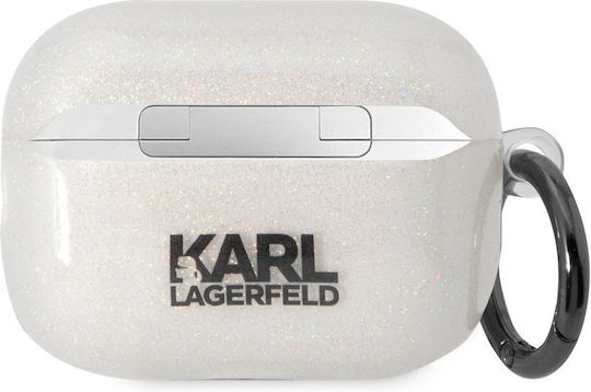 Karl Lagerfeld Karl And Choupette 3D Калъф с кука Glitter за Apple AirPods Pro