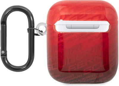 Ferrari Gradient Case Silicone with Hook in Red color for Apple AirPods 1 / AirPods 2