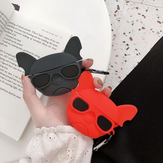 Lykl Bulldog Θήκη Σιλικόνης με Γάντζο σε Κόκκινο χρώμα για Apple AirPods