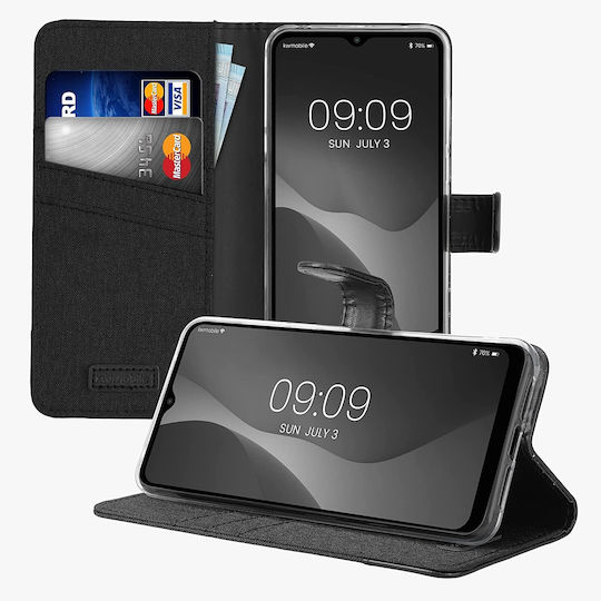 KWmobile Wallet Δερματίνης / Υφασμάτινο Anthracite / Black (TCL 306 / 305 / 30 SE / 30E)