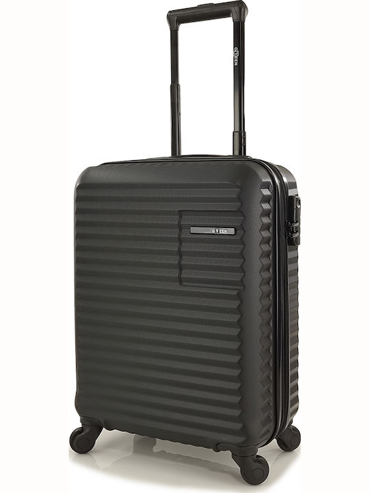 Rain Cabin Hard Black Suitcase with 4 Wheels Height 55cm