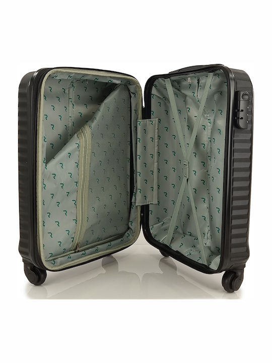 Rain Cabin Hard Black Suitcase with 4 Wheels Height 55cm